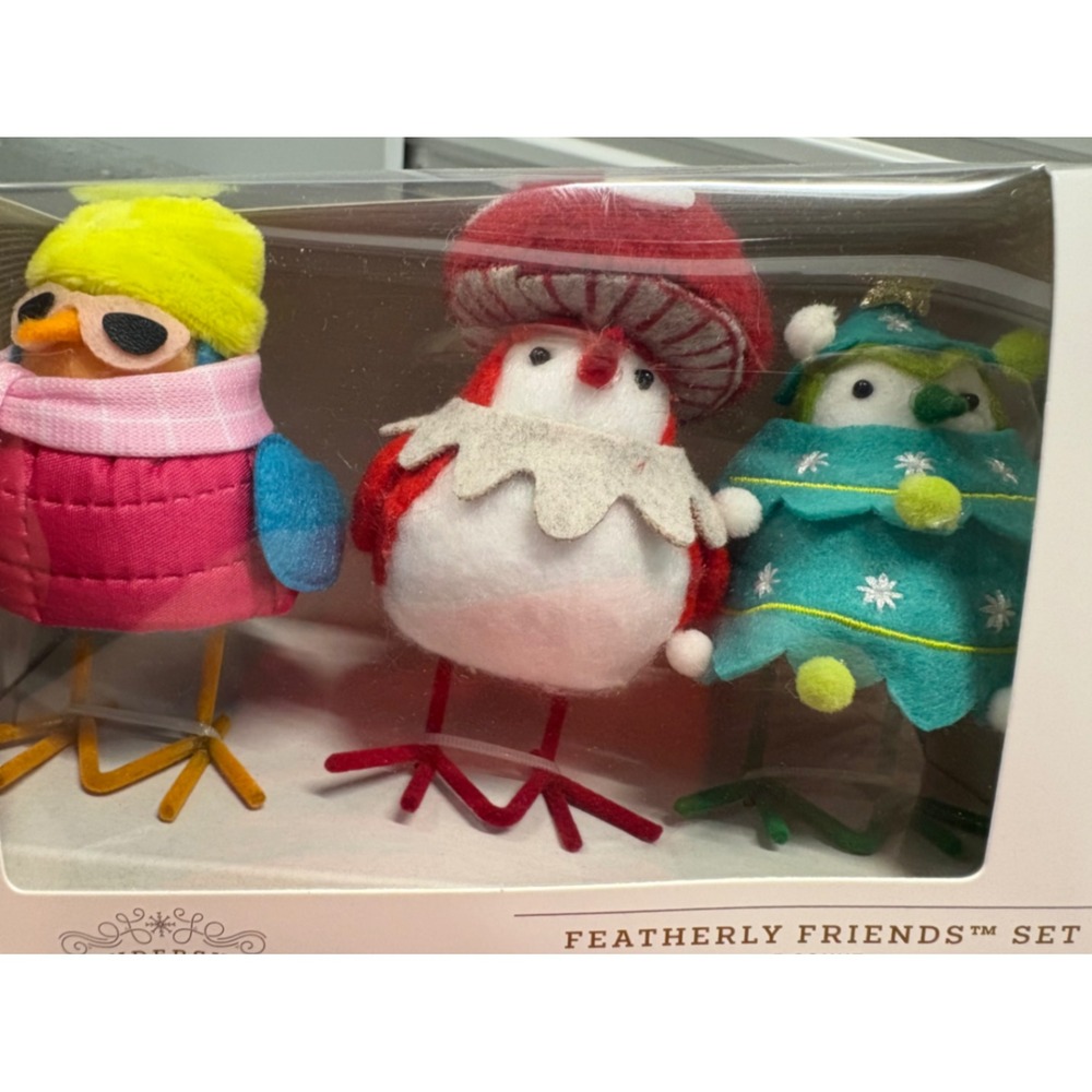 Target Wondershop Featherly Friends 2024 Bird Set Mushroom Puffer Tree 3pk